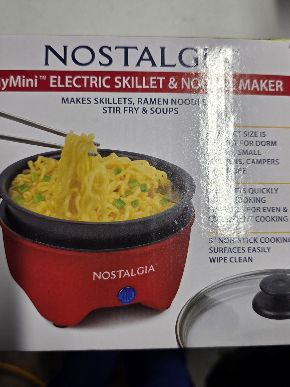 Nostalgia Red Mini Electric Skillet & Noodle Cooker